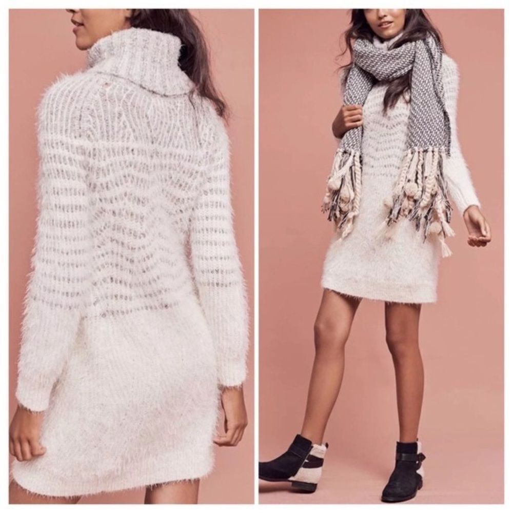 ✨HP✨Anthro Sleeping on Snow Eyelash Sweater Dress✨